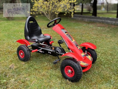 Czerwony sportowy GOKART na pedały dla dzieci do 50kg Pompowane koła SP0209