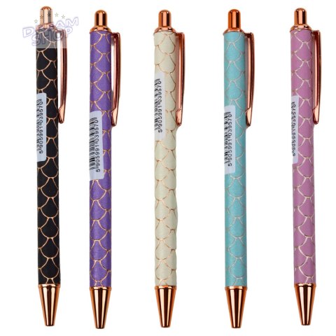 Długopis Metalowy Automatyczny Efekt Łuski Niebieski Tusz 1.0mm