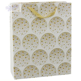 Torba Prezentowa Elegancka Złote Gwiazdki Biała 32 x 26 x 12 cm