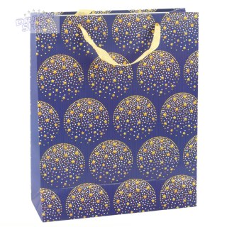 Torba Prezentowa Elegancka Złote Gwiazdki Granatowa 32 x 26 x 12 cm