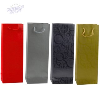 Torba Prezentowa Na Butelkę Wino Wzór Z Napisami 35 x 12 x 9 cm