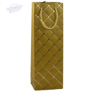 Torba Prezentowa Na Wino Butelkę Papierowa Srebrne Elementy 35 x 12 x 9 cm