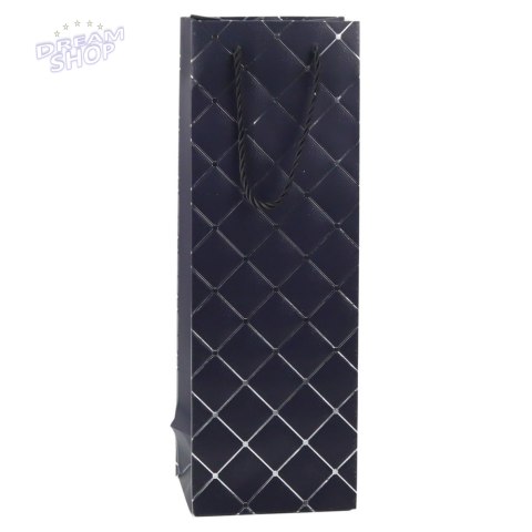 Torba Prezentowa Na Wino Butelkę Papierowa Srebrne Elementy 35 x 12 x 9 cm Torba Prezentowa Na Wino Butelkę Papierowa Srebrne Elementy 35 x 12 x 9 cm