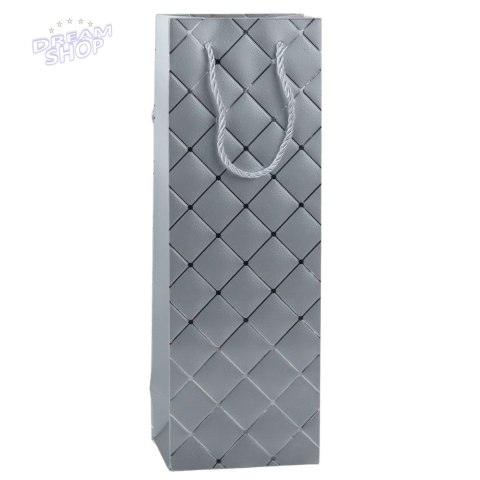 Torba Prezentowa Na Wino Butelkę Papierowa Srebrne Elementy 35 x 12 x 9 cm Torba Prezentowa Na Wino Butelkę Papierowa Srebrne Elementy 35 x 12 x 9 cm