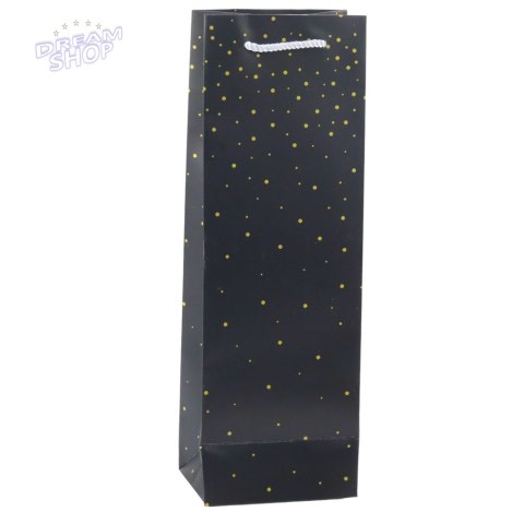 Torba Prezentowa Na Wino Butelkę Papierowa Złote Kropki 35 x 12 x 9 cm
