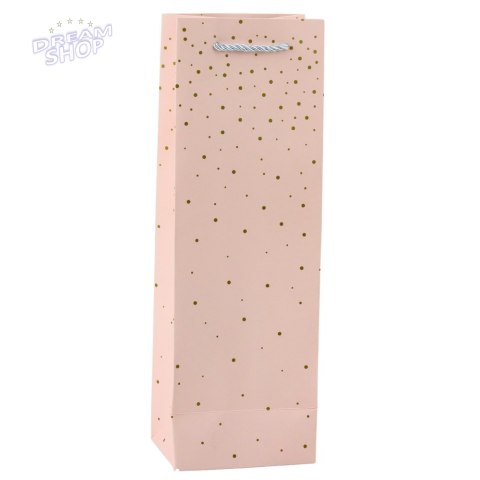 Torba Prezentowa Na Wino Butelkę Papierowa Złote Kropki 35 x 12 x 9 cm