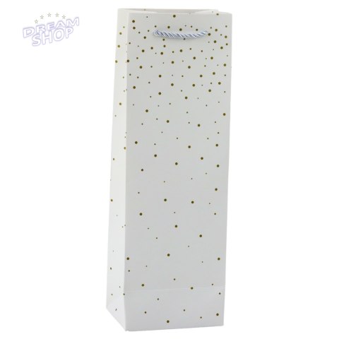 Torba Prezentowa Na Wino Butelkę Papierowa Złote Kropki 35 x 12 x 9 cm