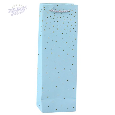 Torba Prezentowa Na Wino Butelkę Papierowa Złote Kropki 35 x 12 x 9 cm