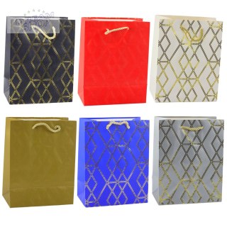 Torba Prezentowa Papierowa Elegancka Złote Wzory 23 x 18 x 10,5 cm