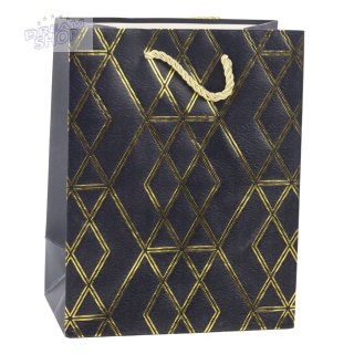 Torba Prezentowa Papierowa Elegancka Złote Wzory 23 x 18 x 10,5 cm