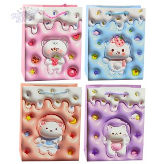 Torba Prezentowa Papierowa Miś Pastelowe Kolory 23 x 18 x 10,5 cm