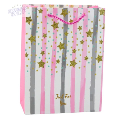 Torba Prezentowa Papierowa Niebieska Różowa Brokat 23 x 18 x 10,5 cm Torba Prezentowa Papierowa Niebieska Różowa Brokat 23 x 18 x 10,5 cm