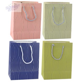 Torba Prezentowa Papierowa Srebrne Linie Faliste 23 x 18 x 10,5 cm