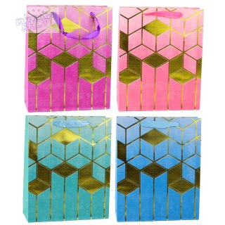 Torba Prezentowa Papierowa Wzory Geometryczne Złote 32 x 26 x 12 cm