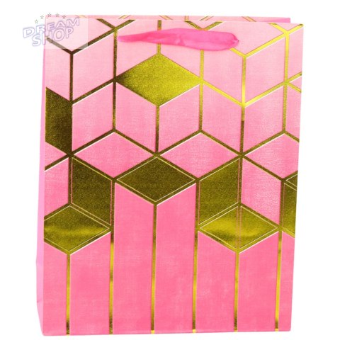 Torba Prezentowa Papierowa Wzory Geometryczne Złote 32 x 26 x 12 cm