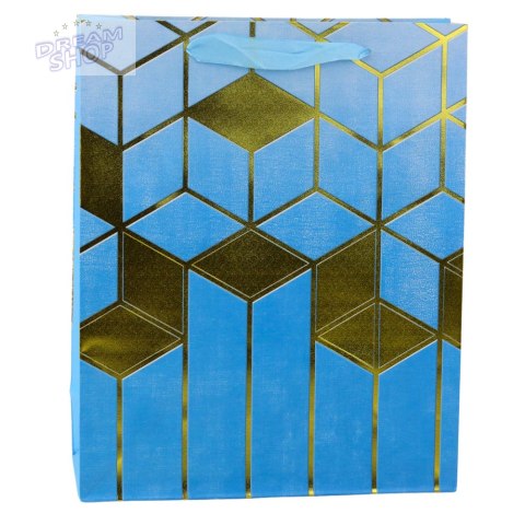 Torba Prezentowa Papierowa Wzory Geometryczne Złote 32 x 26 x 12 cm