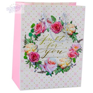 Torba Prezentowa Wzory Kwiaty Best Wishes 23 x 18 x 10,5 cm