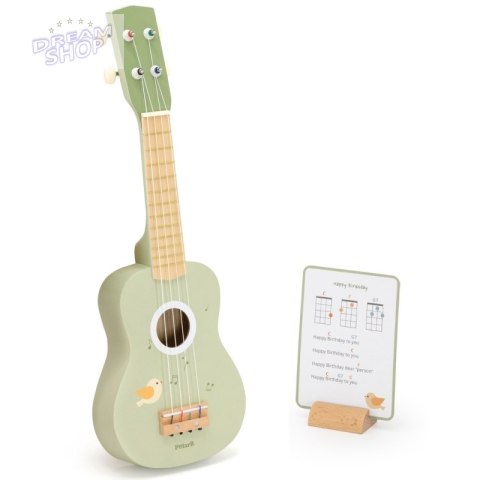 Viga Drewniane Ukulele Gitara Dla Dzieci Zielone Z Nutami