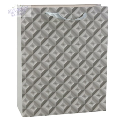 Torba Prezentowa Efekt Geometrii 3D Szara 32 x 26 x 10,5 cm