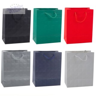 Torba Prezentowa Elegancka Tłoczone Kwadraty 23 x 18 x 10,5 cm