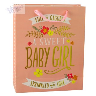 Torba Prezentowa Na Narodziny Baby Shower Dla Dziewczynki 32 x 26 x 12 cm