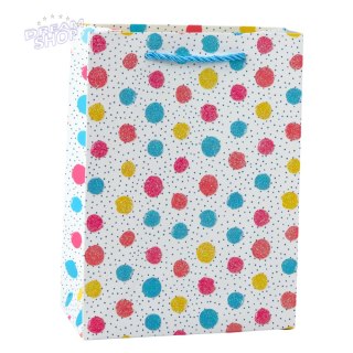 Torba Prezentowa Serca Gwiazdki Kropki Paski Kolorowe 23 x 18 x 10,5 cm