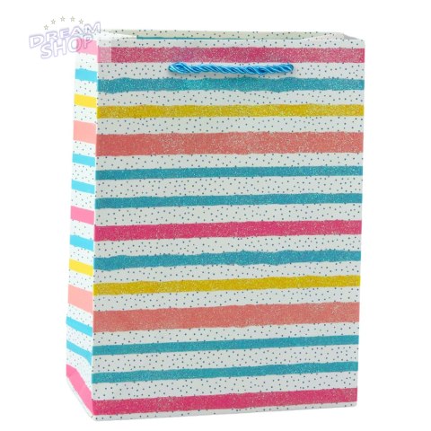 Torba Prezentowa Serca Gwiazdki Kropki Paski Kolorowe 23 x 18 x 10,5 cm Torba Prezentowa Serca Gwiazdki Kropki Paski Kolorowe 23 x 18 x 10,5 cm