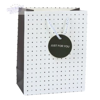 Torba Prezentowa Z Kropkami Napis Just For You 23 x 18 x 10,5 cm