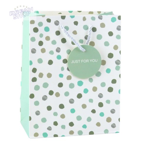 Torba Prezentowa Z Kropkami Napis Just For You 23 x 18 x 10,5 cm Torba Prezentowa Z Kropkami Napis Just For You 23 x 18 x 10,5 cm