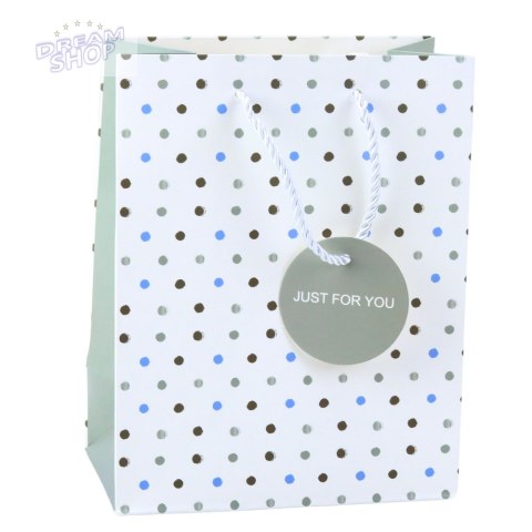 Torba Prezentowa Z Kropkami Napis Just For You 23 x 18 x 10,5 cm Torba Prezentowa Z Kropkami Napis Just For You 23 x 18 x 10,5 cm