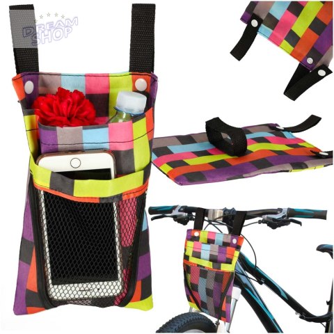 Torba na rower hulajnogę kierownicę telefon sakwa rowerowa kolorowa kratka Torba na rower hulajnogę kierownicę telefon sakwa rowerowa kolorowa kratka