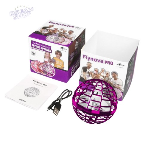 Latająca Wirująca Kula Flynova Sterowana Ręką Różowa LED 10 cm Latająca Wirująca Kula Flynova Sterowana Ręką Różowa LED 10 cm