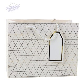 Torba Prezentowa Geometryczna Złote Linie 23 x 18 x 10 cm