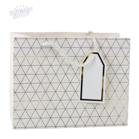 Torba Prezentowa Geometryczna Złote Linie 23 x 18 x 10 cm
