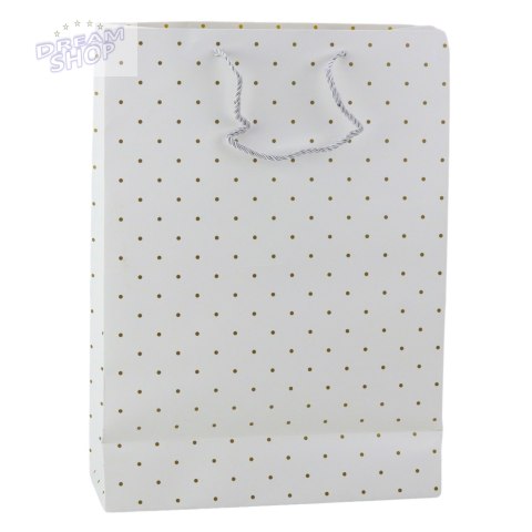Torba Prezentowa Klasyczna W Złote Kropki 41 x 30 x 12 cm Torba Prezentowa Klasyczna W Złote Kropki 41 x 30 x 12 cm