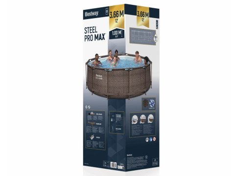 Bestway basen Stelażowy 366x100cm 9w1 rattan 56709