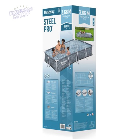 Basen Stelażowy Steel Pro 366x201x66cm BESTWAY Basen Stelażowy Steel Pro 366x201x66cm BESTWAY
