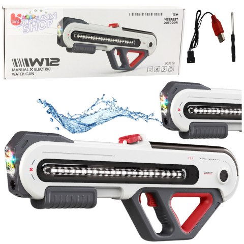 Duży Pistolet Karabin W12 Elektryczny Na Wodę LED Biały 60cm Duży Pistolet Karabin W12 Elektryczny Na Wodę LED Biały 60cm