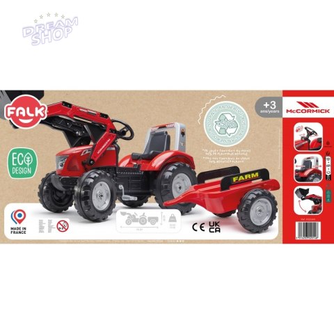 FALK Traktor Mc Cormick Czerwony na Pedały z Przyczepką od 3 Lat
