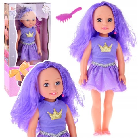 Lalka W Sukience z Koroną Długie Włosy Fioletowa Szczotka 38cm Lalka W Sukience z Koroną Długie Włosy Fioletowa Szczotka 38cm