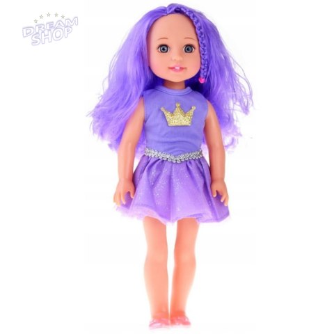 Lalka W Sukience z Koroną Długie Włosy Fioletowa Szczotka 38cm Lalka W Sukience z Koroną Długie Włosy Fioletowa Szczotka 38cm