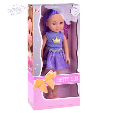 Lalka W Sukience z Koroną Długie Włosy Fioletowa Szczotka 38cm Lalka W Sukience z Koroną Długie Włosy Fioletowa Szczotka 38cm