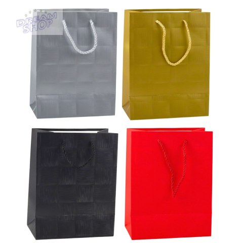 Torba Prezentowa Kwadraty Strukturalne Elegancka 23 x 18 x 10 cm