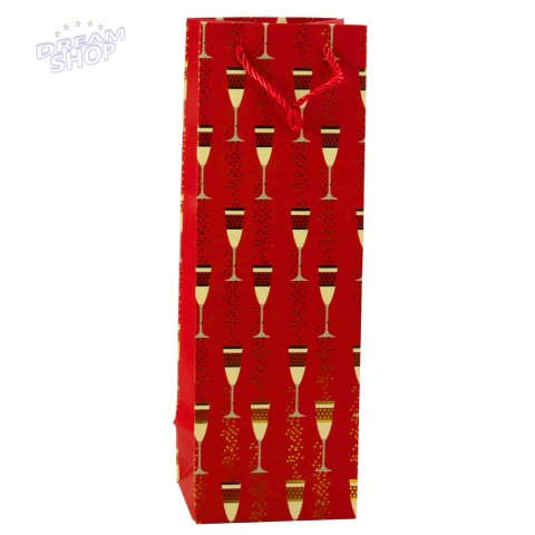 Torba Prezentowa Na Butelkę Motyw Kieliszków 36 x 12 x 10 cm Torba Prezentowa Na Butelkę Motyw Kieliszków 36 x 12 x 10 cm