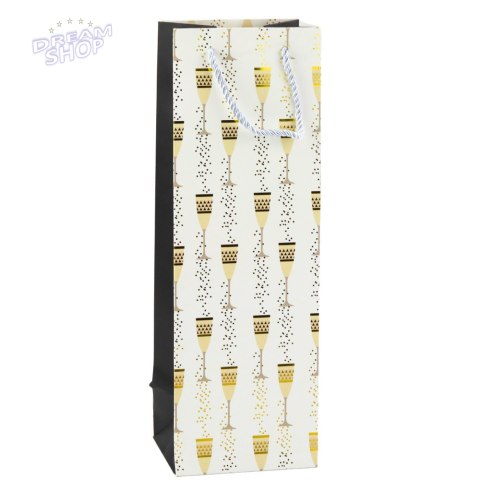 Torba Prezentowa Na Butelkę Motyw Kieliszków 36 x 12 x 10 cm Torba Prezentowa Na Butelkę Motyw Kieliszków 36 x 12 x 10 cm