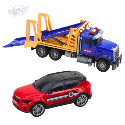 Zestaw Ciężarówka Laweta Transporter Samochód Światła Dźwięki Zestaw Ciężarówka Laweta Transporter Samochód Światła Dźwięki