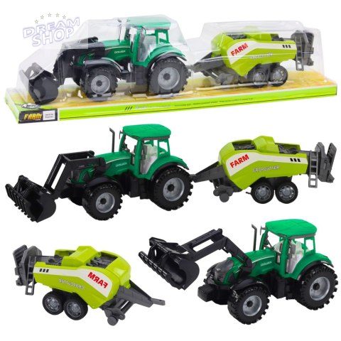Zestaw Traktor Z Ładowaczem i Prasą Rolniczą Zielony Zestaw Traktor Z Ładowaczem i Prasą Rolniczą Zielony