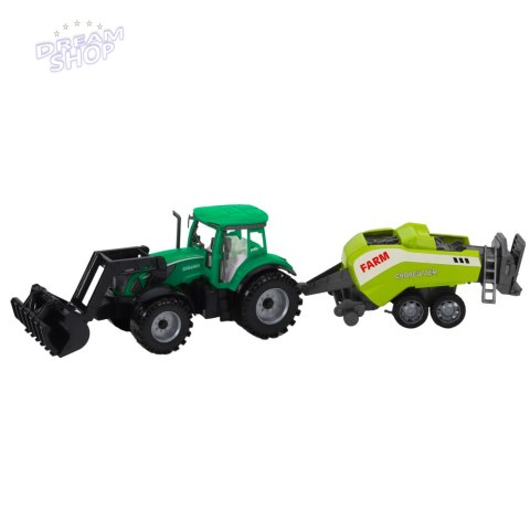 Zestaw Traktor Z Ładowaczem i Prasą Rolniczą Zielony Zestaw Traktor Z Ładowaczem i Prasą Rolniczą Zielony
