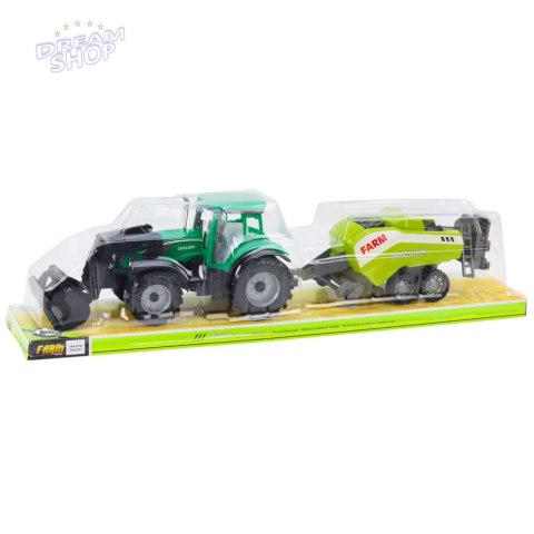 Zestaw Traktor Z Ładowaczem i Prasą Rolniczą Zielony Zestaw Traktor Z Ładowaczem i Prasą Rolniczą Zielony