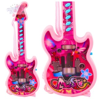 Gitara Elektryczna Dla Dzieci Melodie Gama Solmizacyjna Różowa